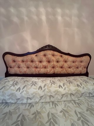 Cama Matrimonio Madera y Tela Salmon