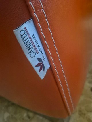 Sofá de piel bufalo naranja . Marca gaminter