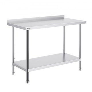 Mesa de Trabajo de Acero Inoxidable de 24 x 48 x 36 Pulgadas, Mesa de Preparación de Alimentos Comercial, Mesa de Trabajo Pesada, Mesa de Trabajo de Metal con Altura Ajustable para Restaurante, Ho...