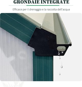 Invernadero de Jardín de Policarbonato 190X253X199Cm, Con Ventana Abatible y Puerta Corredera, Estructura de Aluminio, Verde