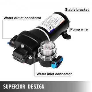 Bomba de Diafragma de Agua a Presión, Bomba de Agua de Diafragma de Alta Presión FL-40 de 12V, Bomba de Agua Autocebante de 2.7 bar (40PSI), Bomba de Refuerzo para Nebulización de 17L/MIN para Car...