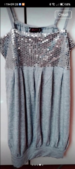 Evis top donna maglina cotone paillettes tg. M