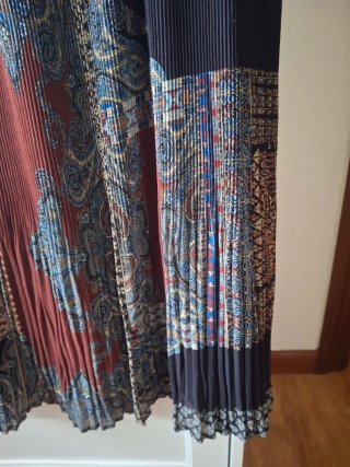 Falda plisada patchwork multicolor