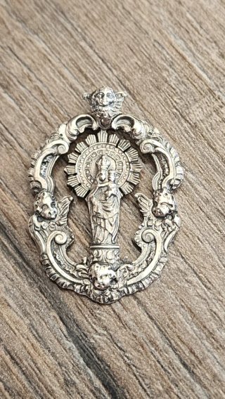 Medalla Antigua Plata Virgen del Pilar