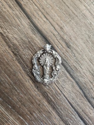 Medalla Antigua Plata Virgen del Pilar