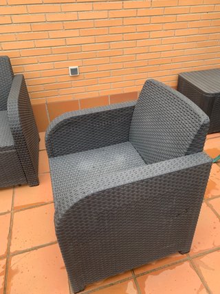 Conjunto Sofá y Sillones Terraza Ratán Gris