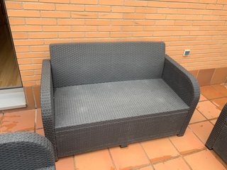 Conjunto Sofá y Sillones Terraza Ratán Gris