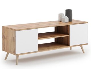 Mueble TV madera y blanco