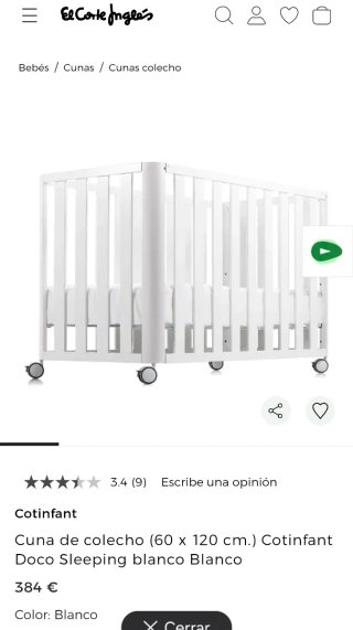 Cuna colecho 60x120 Cotinfant Doco Sleeping bebé
