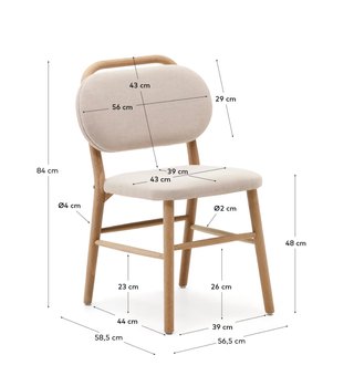 Sedia Helda Kave Home ciniglia beige legno