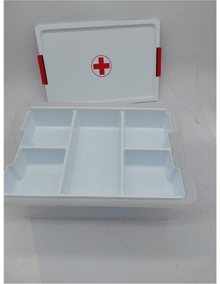 Tatay Caja Botiquín Primeros Auxilios con Tapa - 7L de Capacidad - con Asas - Tapa 100% Materiales reciclados - Libre de BPA. Medida