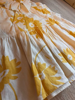 Vestido Zara Lino Flores Amarillas T116