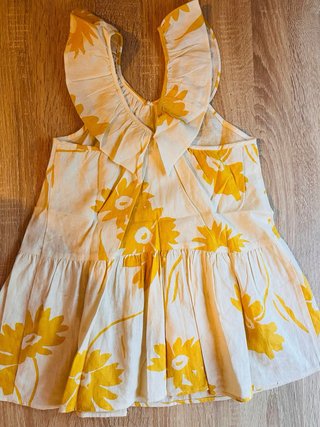 Vestido Zara Lino Flores Amarillas T116