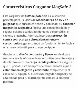 Cargador Apple 85W MagSafe 2