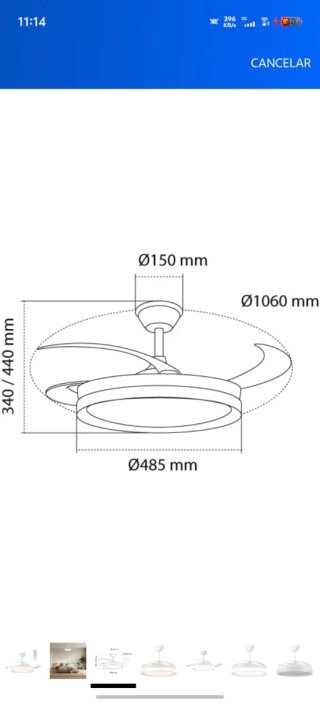 Ventilador de techo retráctil con luz