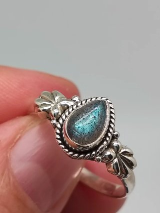Anillo Plata Ley 925 Labradorita Lágrima