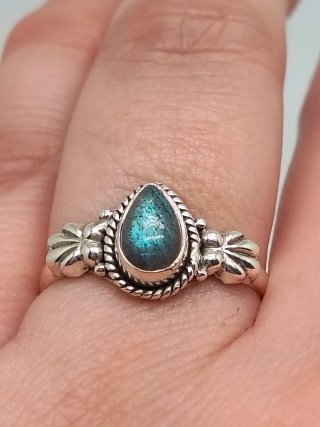 Anillo Plata Ley 925 Labradorita Lágrima