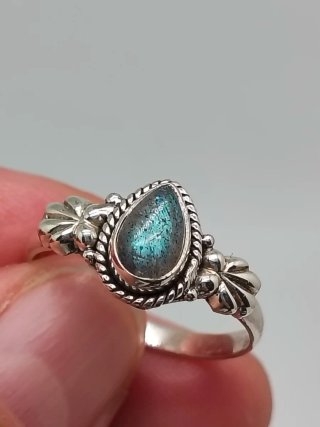 Anillo Plata Ley 925 Labradorita Lágrima