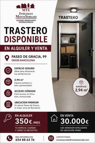 TRASTERO EN ZONA PRIME BARCELONA