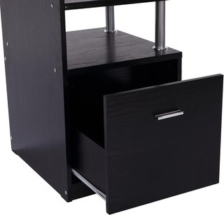Escritorio Moderno para Computadora con Cajones, Estantes y Teclado Extraíble, Escritorio de Oficina para Casa en Madera Negra 152X60X88Cm
