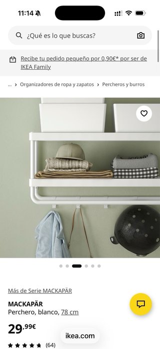 Perchero MACKAPÄR IKEA blanco 78 cm