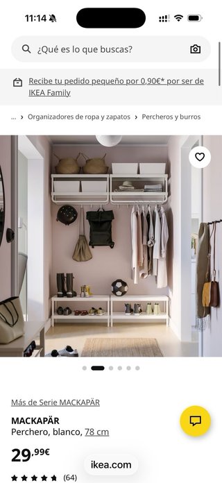 Perchero MACKAPÄR IKEA blanco 78 cm