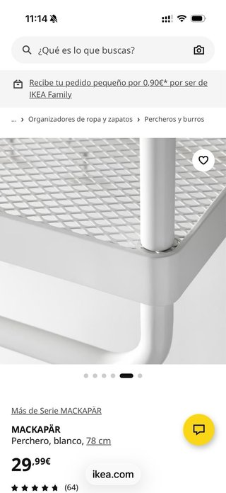 Perchero MACKAPÄR IKEA blanco 78 cm