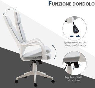 Silla de Oficina con Función de Balanceo, Silla Presidencial de Tela Altura Ajustable y Asiento Giratorio, 63X63X117-127 Cm, Gris