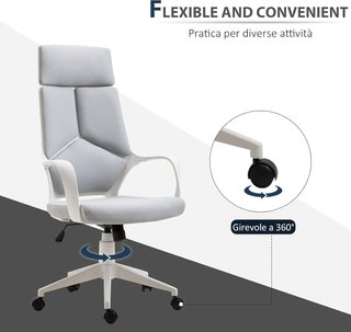 Silla de Oficina con Función de Balanceo, Silla Presidencial de Tela Altura Ajustable y Asiento Giratorio, 63X63X117-127 Cm, Gris
