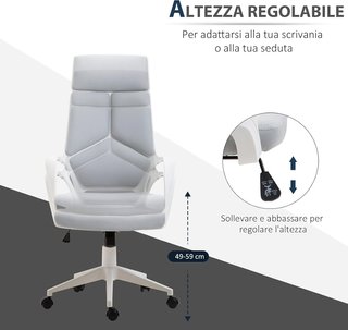 Silla de Oficina con Función de Balanceo, Silla Presidencial de Tela Altura Ajustable y Asiento Giratorio, 63X63X117-127 Cm, Gris