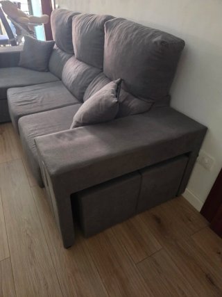Sofá chaiselongue izquierdo gris oscuro