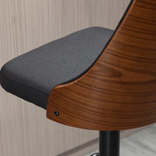 Conjunto de 2 Taburetes de Bar Giratorios para Cocina y Sala de Estar, Taburetes Modernos de Altura Ajustable en Tejido Transpirable, 47.5X50X93.5-116 Cm, Negro y Nogal