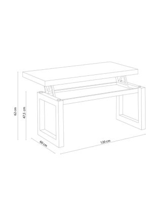Mesa de centro elevable Loft con almacenaje