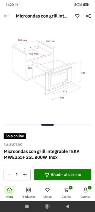 Microondas grill Teka MWE255F Inox
