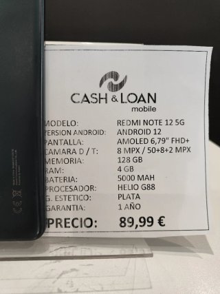 Xiaomi Redmi Note 12 5G 128GB Negro