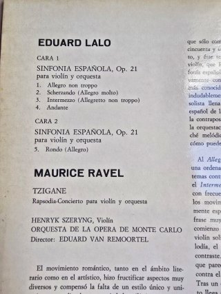 Lalo Sinfonia Española Ravel Tzigane Henryk Szeryn