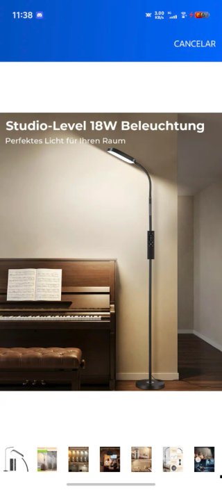 Lámpara de pie LED 18W 1850 lm regulable