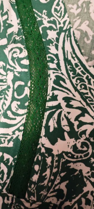 Vestido largo verde y blanco estampado