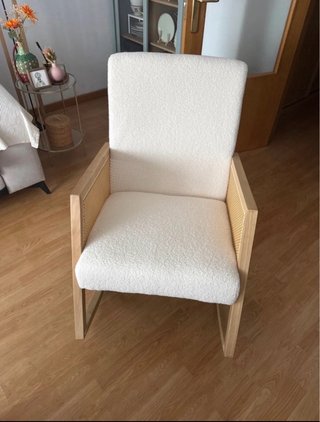 Sillon Sklum lactancia Madera y Ratán Beige