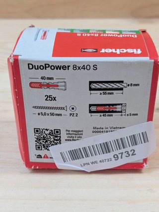 Tacos Tornillos Fischer DuoPower 8x40mm 25uds