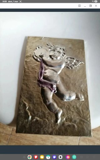 OCASION Cuadro de estaño ángel 22x34 cm