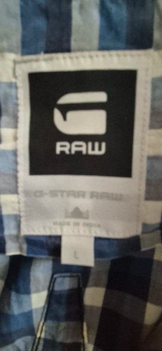 Camisa G-Star Raw cuadros azul y blanco