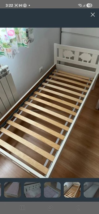 Cama infantil blanca  IKEA kritter 70 x 160 cm
