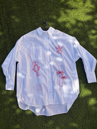 Camisa blanca bordada verano talla única