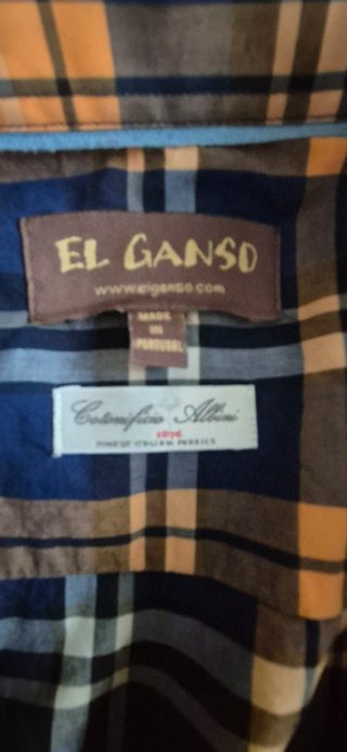 Camisa El Ganso cuadros azul y naranja