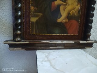 Retablo madera antiguo Virgen Niño