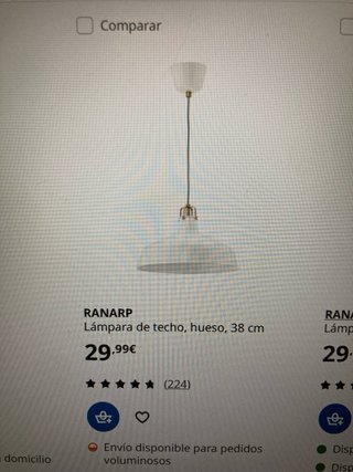 Lámpara Techo IKEA Ranarp Blanca