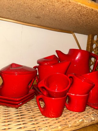 Juego de café vintage rojo años 80
