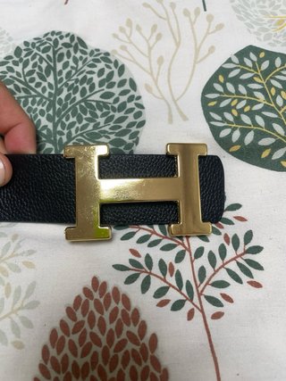 Cinturón Hermès Negro y Dorado