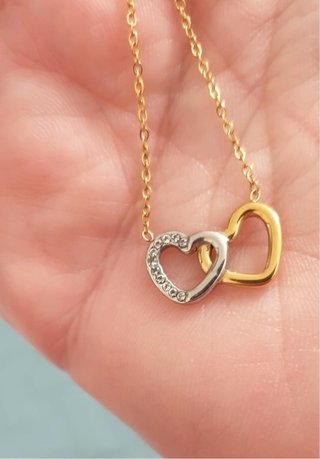 Collana Cuori Intrecciati Oro e Argento